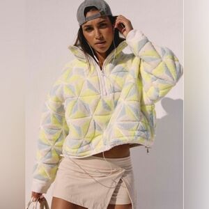 Free People Mountain High 3D Printed 1/2 Zip Fleece Size XL